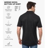 image:image100 Merino Wool Button Up Shirt Men  Long amp Short Sleeve Breathable  Lightweight Breathable Merino Wool Naturally OdorResistant Soft Office Casual Outdoor Shirt with PocketCharcoal Short
