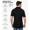 image:image100 Merino Wool Button Up Shirt Men  Long amp Short Sleeve Breathable  Lightweight Breathable Merino Wool Naturally OdorResistant Soft Office Casual Outdoor Shirt with PocketBlack Short