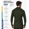 image:image100 Merino Wool Half Zip Sweater Men  Quarter Zip Thermal Base Layer  Lightweight Midweight Heavyweight Long Sleeve Breathable Pullover OdorResistant Half Zip Shirt Ideal for Hiking Skiing320 Army Green