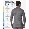 image:image100 Merino Wool Half Zip Sweater Men  Quarter Zip Thermal Base Layer  Lightweight Midweight Heavyweight Long Sleeve Breathable Pullover OdorResistant Half Zip Shirt Ideal for Hiking Skiing320 Heather Gray