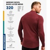 image:image100 Merino Wool Half Zip Sweater Men  Quarter Zip Thermal Base Layer  Lightweight Midweight Heavyweight Long Sleeve Breathable Pullover OdorResistant Half Zip Shirt Ideal for Hiking Skiing320 Burgundy