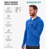 image:image100 Merino Wool Hoodie Men  Slim Fit Quarter Zip Thermal Base Layer Top  Lightweight Hoodie Breathable Naturally OdorResistant MoistureWicking Sweatshirt Ideal for Hiking Travel Camping190 Cobalt Blue