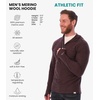 image:image100 Merino Wool Hoodie Men  Slim Fit Quarter Zip Thermal Base Layer Top  Lightweight Hoodie Breathable Naturally OdorResistant MoistureWicking Sweatshirt Ideal for Hiking Travel Camping190 Chocolate