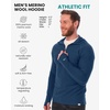 image:image100 Merino Wool Hoodie Men  Slim Fit Quarter Zip Thermal Base Layer Top  Lightweight Hoodie Breathable Naturally OdorResistant MoistureWicking Sweatshirt Ideal for Hiking Travel Camping190 Denim Blue