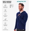 image:image100 Merino Wool Hoodie Men  Slim Fit Quarter Zip Thermal Base Layer Top  Lightweight Hoodie Breathable Naturally OdorResistant MoistureWicking Sweatshirt Ideal for Hiking Travel Camping190 Navy