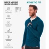 image:image100 Merino Wool Hoodie Men  Slim Fit Quarter Zip Thermal Base Layer Top  Lightweight Hoodie Breathable Naturally OdorResistant MoistureWicking Sweatshirt Ideal for Hiking Travel Camping190 Deep Teal
