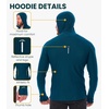 image:image100 Merino Wool Hoodie Men  Slim Fit Quarter Zip Thermal Base Layer Top  Lightweight Hoodie Breathable Naturally OdorResistant MoistureWicking Sweatshirt Ideal for Hiking Travel Camping190 Windsor Blue