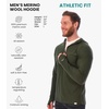 image:image100 Merino Wool Hoodie Men  Slim Fit Quarter Zip Thermal Base Layer Top  Lightweight Hoodie Breathable Naturally OdorResistant MoistureWicking Sweatshirt Ideal for Hiking Travel Camping190 Dark Olive