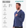 image:image100 Merino Wool Hoodie Men  Slim Fit Quarter Zip Thermal Base Layer Top  Lightweight Hoodie Breathable Naturally OdorResistant MoistureWicking Sweatshirt Ideal for Hiking Travel Camping190 Windsor Blue