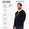 image:image100 Merino Wool Hoodie Men  Slim Fit Quarter Zip Thermal Base Layer Top  Lightweight Hoodie Breathable Naturally OdorResistant MoistureWicking Sweatshirt Ideal for Hiking Travel Camping190 Black