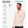 image:image100 Merino Wool Hoodie Men  Slim Fit Quarter Zip Thermal Base Layer Top  Lightweight Hoodie Breathable Naturally OdorResistant MoistureWicking Sweatshirt Ideal for Hiking Travel Camping190 Off White