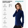 image:image100 Merino Wool Hoodie Women  Slim Fit Quarter Zip Thermal Base Layer  Lightweight Breathable Wool Hoodie Naturally OdorResistant MoistureWicking Sweatshirt Ideal for Hiking Travel Camping190 Navy