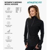 image:image100 Merino Wool Hoodie Women  Slim Fit Quarter Zip Thermal Base Layer  Lightweight Breathable Wool Hoodie Naturally OdorResistant MoistureWicking Sweatshirt Ideal for Hiking Travel Camping190 Charcoal Grey