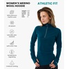 image:image100 Merino Wool Hoodie Women  Slim Fit Quarter Zip Thermal Base Layer  Lightweight Breathable Wool Hoodie Naturally OdorResistant MoistureWicking Sweatshirt Ideal for Hiking Travel Camping190 Deep Teal