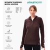 image:image100 Merino Wool Hoodie Women  Slim Fit Quarter Zip Thermal Base Layer  Lightweight Breathable Wool Hoodie Naturally OdorResistant MoistureWicking Sweatshirt Ideal for Hiking Travel Camping190 Chocolate