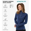 image:image100 Merino Wool Hoodie Women  Slim Fit Quarter Zip Thermal Base Layer  Lightweight Breathable Wool Hoodie Naturally OdorResistant MoistureWicking Sweatshirt Ideal for Hiking Travel Camping190 Windsor Blue