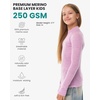 image:image100 Merino Wool Kids Long Sleeve Turtleneck Midweight Thermal Base Layer  Unisex Soft NonItchy 250 GSM KidsYouth Clothes School Undershirt Moisture Wicking 175um OdorResistant Boys amp Girls260 Heather Lilac