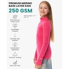 image:image100 Merino Wool Kids Quarter Zip  Midweight Thermal Base Layer 14 Zip  Unisex Soft NonItchy 250 GSM Kids Youth Clothes School Undershirt Moisture Wicking 175um OdorResistant Long Sleeve260 Pink
