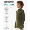 image:image100 Merino Wool Kids Quarter Zip  Midweight Thermal Base Layer 14 Zip  Unisex Soft NonItchy 250 GSM Kids Youth Clothes School Undershirt Moisture Wicking 175um OdorResistant Long Sleeve260 Dark Olive