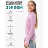image:image100 Merino Wool Kids Quarter Zip  Midweight Thermal Base Layer 14 Zip  Unisex Soft NonItchy 250 GSM Kids Youth Clothes School Undershirt Moisture Wicking 175um OdorResistant Long Sleeve260 Heather Lilac