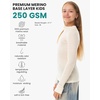 image:image100 Merino Wool Kids Quarter Zip  Midweight Thermal Base Layer 14 Zip  Unisex Soft NonItchy 250 GSM Kids Youth Clothes School Undershirt Moisture Wicking 175um OdorResistant Long Sleeve260 Natural White