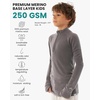 image:image100 Merino Wool Kids Quarter Zip  Midweight Thermal Base Layer 14 Zip  Unisex Soft NonItchy 250 GSM Kids Youth Clothes School Undershirt Moisture Wicking 175um OdorResistant Long Sleeve260 Perfect Grey