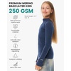 image:image100 Merino Wool Kids Quarter Zip  Midweight Thermal Base Layer 14 Zip  Unisex Soft NonItchy 250 GSM Kids Youth Clothes School Undershirt Moisture Wicking 175um OdorResistant Long Sleeve260 Navy