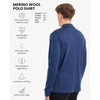 image:image100 Merino Wool Polo Shirt Men  Quarter Zip Long and Short Sleeve  Lightweight Breathable Merino Wool Casual Shirts Naturally AntiOdor MoistureWicking Ideal for Travel Everyday WearNavy Long