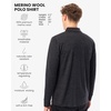 image:image100 Merino Wool Polo Shirt Men  Quarter Zip Long and Short Sleeve  Lightweight Breathable Merino Wool Casual Shirts Naturally AntiOdor MoistureWicking Ideal for Travel Everyday WearCharcoal Grey Long