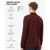 image:image100 Merino Wool Polo Shirt Men  Quarter Zip Long and Short Sleeve  Lightweight Breathable Merino Wool Casual Shirts Naturally AntiOdor MoistureWicking Ideal for Travel Everyday WearBordo Long