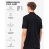 image:image100 Merino Wool Polo Shirt Men  Quarter Zip Long and Short Sleeve  Lightweight Breathable Merino Wool Casual Shirts Naturally AntiOdor MoistureWicking Ideal for Travel Everyday WearBlack