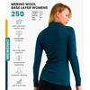 image:image100 Merino Wool Quarter Zip Sweater Women  Thermal Base Layer with Socks  Lightweight Midweight Heavyweight Shirt Breathable Base Layer OdorResistant Half Zip Shirt Ideal for Hiking Skiing250 Deep Teal
