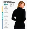 image:image100 Merino Wool Quarter Zip Sweater Women  Thermal Base Layer with Socks  Lightweight Midweight Heavyweight Shirt Breathable Base Layer OdorResistant Half Zip Shirt Ideal for Hiking Skiing 250 Black