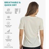 image:image100 Merino Wool Shirt Women  Short Sleeve Tee Base Layer Top Undershirt  Lightweight Breathable Merino Wool TShirt Naturally OdorResistant Soft MoistureWicking Hiking OutdoorWhite Cream V