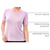 image:image100 Merino Wool Shirt Women  Short Sleeve Tee Base Layer Top Undershirt  Lightweight Breathable Merino Wool TShirt Naturally OdorResistant Soft MoistureWicking Hiking OutdoorHeather Lilac