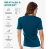 image:image100 Merino Wool Shirt Women  Short Sleeve Tee Base Layer Top Undershirt  Lightweight Breathable Merino Wool TShirt Naturally OdorResistant Soft MoistureWicking Hiking OutdoorDark Teal Scoop