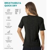 image:image100 Merino Wool Shirt Women  Short Sleeve Tee Base Layer Top Undershirt  Lightweight Breathable Merino Wool TShirt Naturally OdorResistant Soft MoistureWicking Hiking OutdoorMelange Black Scoop