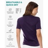 image:image100 Merino Wool Shirt Women  Short Sleeve Tee Base Layer Top Undershirt  Lightweight Breathable Merino Wool TShirt Naturally OdorResistant Soft MoistureWicking Hiking OutdoorDark Purple Scoop
