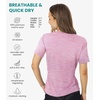 image:image100 Merino Wool TShirt Women  Short Sleeve Tee with Hiking Socks  Lightweight Breathable Merino Wool Active Base Layer Naturally OdorResistant MoistureWicking Ideal for Hiking TravelLilac Heathered V