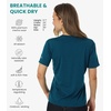 image:image100 Merino Wool TShirt Women  Short Sleeve Tee with Hiking Socks  Lightweight Breathable Merino Wool Active Base Layer Naturally OdorResistant MoistureWicking Ideal for Hiking TravelDeep Teal V