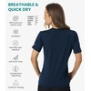 image:image100 Merino Wool TShirt Women  Short Sleeve Tee with Hiking Socks  Lightweight Breathable Merino Wool Active Base Layer Naturally OdorResistant MoistureWicking Ideal for Hiking TravelDark Navy V
