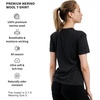 image:image100 Merino Wool TShirt Women  Short Sleeve Tee with Hiking Socks  Lightweight Breathable Merino Wool Active Base Layer Naturally OdorResistant MoistureWicking Ideal for Hiking TravelHeathered Black V
