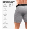 image:image100 Merino Wool Underwear Mens  12 Pack Boxer Briefs for Men 175um  Soft NonItchy Moisture wicking Breathable 190 GSM Thermal Underwear Cooling OdorResistant Mens Wool Base Layer2 Pack  190 Heathered Grey