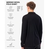 image:image100 Merino Wool V Neck Polo Shirts for Men  Short amp Long Sleeve Shirt  Lightweight Breathable Merino Wool Naturally AntiOdor MoistureWicking Ideal for Work Travel Everyday Wear LayeringBlack Long
