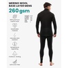 image:imageMerino Wool Base Layer Mens Set  Turtleneck Thermal Underwear for Men Sox  Low and High Neck Midweight Long Johns Cold Weather Top and Bottom Breathable MoistureWicking Ideal for Hiking Skiing260 Charcoal Grey High