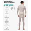 image:imageMerino Wool Base Layer Mens Set  Turtleneck Thermal Underwear for Men Sox  Low and High Neck Midweight Long Johns Cold Weather Top and Bottom Breathable MoistureWicking Ideal for Hiking Skiing260 Light Grey Low
