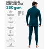 image:imageMerino Wool Base Layer Mens Set  Turtleneck Thermal Underwear for Men Sox  Low and High Neck Midweight Long Johns Cold Weather Top and Bottom Breathable MoistureWicking Ideal for Hiking Skiing260 Deep Teal High