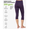 image:imageMerino Wool Base Layer Women Pants  Thermal Leggings for Women Long Johns  Long and 34 Length Leggins Breathable OdorResistant Naturally Soft Ideal for Hiking Skiing Cold Weather Base Layer200 Dark Purple 34 Length