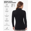 image:imageMerino Wool Base Layer Women Turtleneck  Merino Wool Sweater Women Shirt  Low and High Neck Midweight Shirt Breathable Naturally OdorResistant Soft Ideal for Hiking Skiing ColdWeather Wear260 Black Low