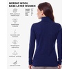 image:imageMerino Wool Base Layer Women Turtleneck  Merino Wool Sweater Women Shirt  Low and High Neck Midweight Shirt Breathable Naturally OdorResistant Soft Ideal for Hiking Skiing ColdWeather Wear260 Navy High